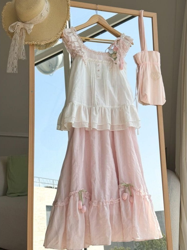 Fly Line - Tatlı Kawaii Fırfır Trim Lale Dekor